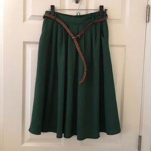 Green float maxi skirt with pockets and belt